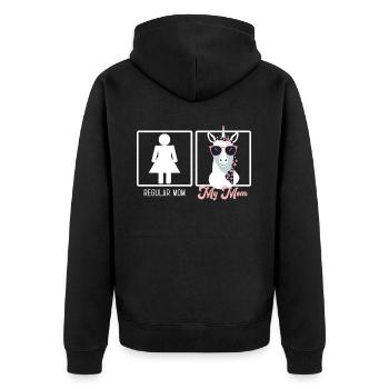 Lustiger Mutter Vergleich Einhorn Mama Design - Unisex Premium Bio Zip Hoodie - Schwarz - Hinten - Nico (187cm)