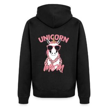 Einhorn Mama Einhörner Liebende Lustige Stylische - Unisex Premium Bio Zip Hoodie - Schwarz - Hinten - Nico (187cm)