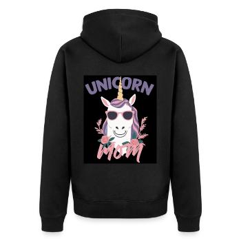 Einhorn Mama Lustige Stylische Einhorn Frau - Unisex Premium Bio Zip Hoodie - Schwarz - Hinten - Nico (187cm)
