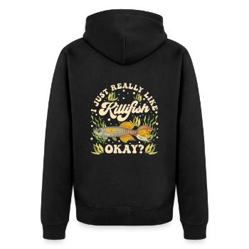 Killifish Owner Aquarium Enthusiasts - Unisex Premium Organic Zip Hoodie - black - Back - Nico (187cm)