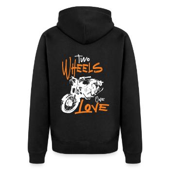 Two Wheels One Love Motorcycle Biker Motorcyclist - Unisex Premium Organic Zip Hoodie - black - Back - Nico (187cm)