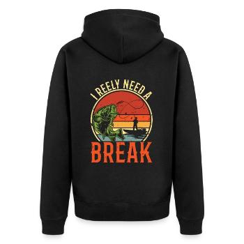 Bass Fishing I Reely Need A Retro Largemouth Bass - Unisex Premium Bio Zip Hoodie - Schwarz - Hinten - Nico (187cm)