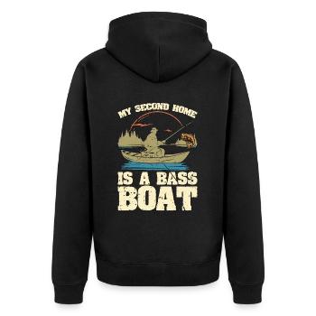 Pêche à l’achigan Ma deuxième maison est un pêcheur en bateau - Veste à capuche bio Premium Unisexe - noir - Dos - Nico (187cm)