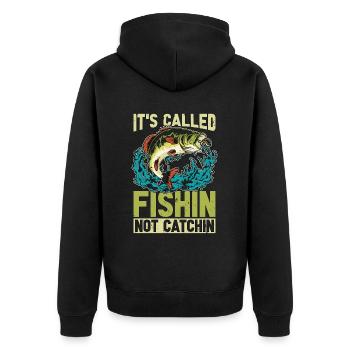 Bass Fishing It's Called Fishin Largemouth Bass - Unisex Premium Bio Zip Hoodie - Schwarz - Hinten - Nico (187cm)