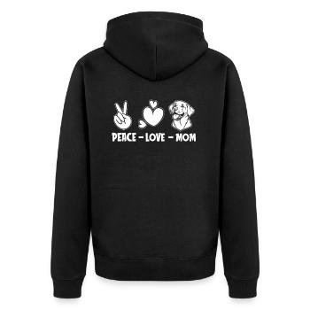 Labrador Peace Love Dog Mom - Unisex Premium Bio Zip Hoodie - Schwarz - Hinten - Nico (187cm)