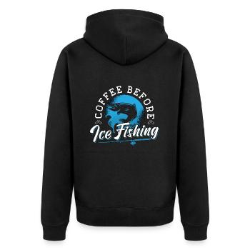 Ice Fisherman Coffee Loves Fishing Coffee Lover - Unisex Premium Bio Zip Hoodie - Schwarz - Hinten - Nico (187cm)