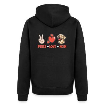 Labrador Peace Love Dog Mom - Unisex Premium Bio Zip Hoodie - Schwarz - Hinten - Nico (187cm)