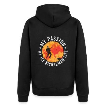 Pêcheur sur glace Ma passion Mon amateur de pêche sur glace - Veste à capuche bio Premium Unisexe - noir - Dos - Nico (187cm)