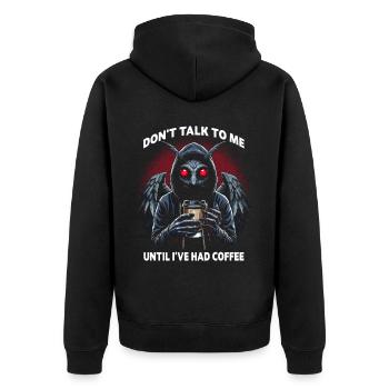 Ne me parlez pas avant que j’aie pris mon café - Veste à capuche bio Premium Unisexe - noir - Dos - Nico (187cm)