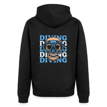 Tauchen Taucher - Unisex Premium Bio Zip Hoodie - Schwarz - Hinten - Nico (187cm)