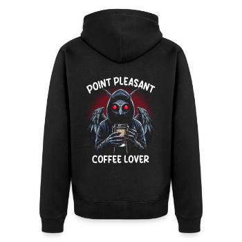 Point Pleasant Coffee Lover - Unisex Premium Organic Zip Hoodie - black - Back - Nico (187cm)