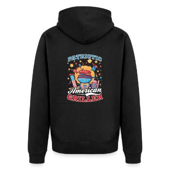 4th Of July BBQ Patriotic American Griller - Unisex Premium Organic Zip Hoodie - black - Back - Nico (187cm)