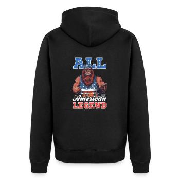 4. Juli BBQ All American Legend - Unisex Premium Bio Zip Hoodie - Schwarz - Hinten - Nico (187cm)