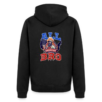 4. Juli BBQ All American Bro - Unisex Premium Bio Zip Hoodie - Schwarz - Hinten - Nico (187cm)