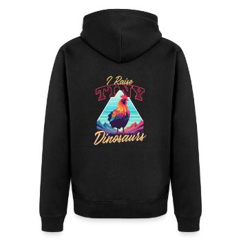 Chicken Farmer Raise Tiny Dinosaurs - Unisex Premium Organic Zip Hoodie - black - Back - Nico (187cm)