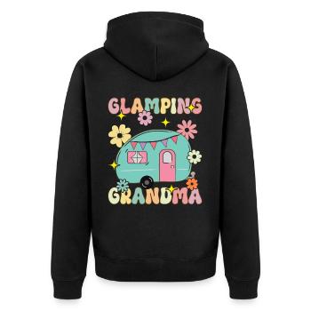 Glamping Oma Groovy Rv Glamping Weiblich Glamper - Unisex Premium Bio Zip Hoodie - Schwarz - Hinten - Nico (187cm)