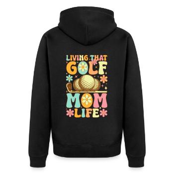 Golf Mom Life Groovy Golfer Golfer Gol - Unisex Premium Organic Zip Hoodie - black - Back - Nico (187cm)