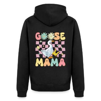 Goose Mom Groovy Goose Duck - Unisex Premium Organic Zip Hoodie - black - Back - Nico (187cm)