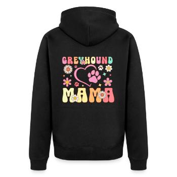Greyhound Mom Groovy Dog Lover Dog Mom - Unisex Premium Organic Zip Hoodie - black - Back - Nico (187cm)