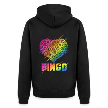 Bingo Player Heart Bingo - Unisex Premium Bio Zip Hoodie - Schwarz - Hinten - Nico (187cm)