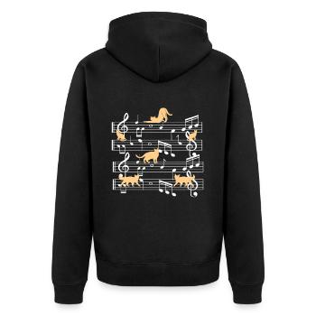 Cats playing with music note cat - Unisex Premium Organic Zip Hoodie - black - Back - Nico (187cm)