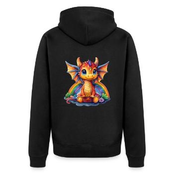 Drache St. Patricks Day Regenbogen Kinder - Unisex Premium Bio Zip Hoodie - Schwarz - Hinten - Nico (187cm)