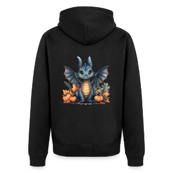 Dragon Thanksgiving Pumpkin Kids - Unisex Premium Organic Zip Hoodie - black - Back - Nico (187cm)
