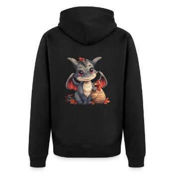 Dragon Thanksgiving Turkey Kids - Unisex Premium Organic Zip Hoodie - black - Back - Nico (187cm)