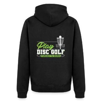 Play Disc Golf - Unisex Premium Organic Zip Hoodie - black - Back - Nico (187cm)