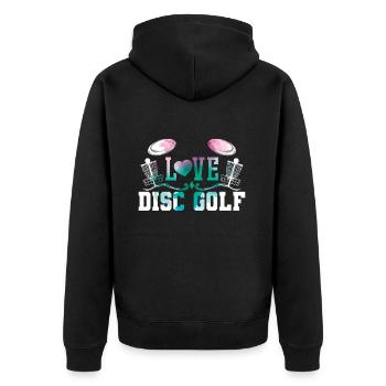 Disc Golf d’amour - Veste à capuche bio Premium Unisexe - noir - Dos - Nico (187cm)