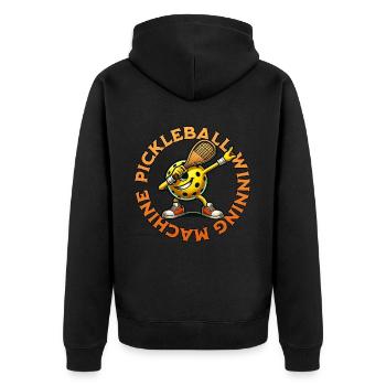 Pickleball Gewinner - Unisex Premium Bio Zip Hoodie - Schwarz - Hinten - Nico (187cm)