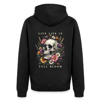 Cottagecore Live Life In Full Bloom - Unisex Premium Organic Zip Hoodie - black - Back - Nico (187cm)
