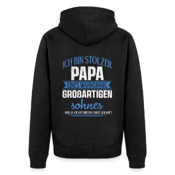 Proud Dad T-Shirt Gift from Son - Unisex Premium Organic Zip Hoodie - black - Back - Nico (187cm)