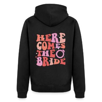 Junggesellin Jungesellinnenabschied Braut - Unisex Premium Bio Zip Hoodie - Schwarz - Hinten - Nico (187cm)