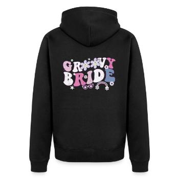 Spinster - Unisex Premium Organic Zip Hoodie - black - Back - Nico (187cm)