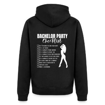 Bachelorette Hen Party Gift - Unisex Premium Organic Zip Hoodie - black - Back - Nico (187cm)