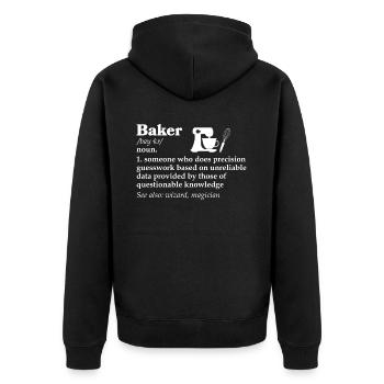 Bäcker Bäckerein Backwaren Backen Geschenk - Unisex Premium Bio Zip Hoodie - Schwarz - Hinten - Nico (187cm)