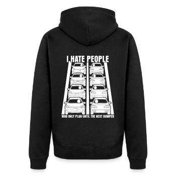 Cars Traffic Driver Rush Hour Commuting - Unisex Premium Bio Zip Hoodie - Schwarz - Hinten - Nico (187cm)