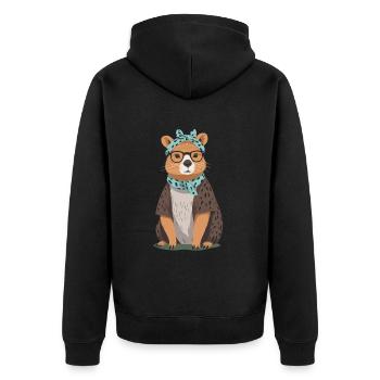 Drôle Capybara Maman Design Capybara Maman - Veste à capuche bio Premium Unisexe - noir - Dos - Nico (187cm)