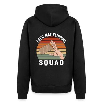 Bierdeckel Umdrehen Spiel Bier - Unisex Premium Bio Zip Hoodie - Schwarz - Hinten - Nico (187cm)