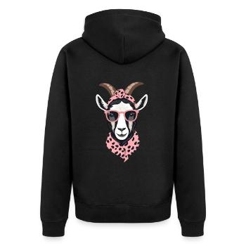 Lustige Mama Ziege Perfekt Zum Muttertag - Unisex Premium Bio Zip Hoodie - Schwarz - Hinten - Nico (187cm)