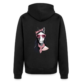 Mama Pferd Pferdeliebhaber Mutter Stilvolle Liebe - Unisex Premium Bio Zip Hoodie - Schwarz - Hinten - Nico (187cm)