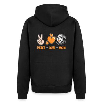 Altenglischer Schäferhund Bobtail - Unisex Premium Bio Zip Hoodie - Schwarz - Hinten - Nico (187cm)