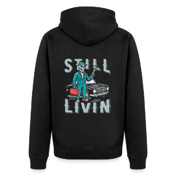 Car Mechanic - Unisex Premium Organic Zip Hoodie - black - Back - Nico (187cm)