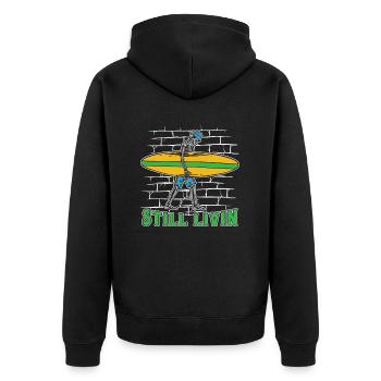 Surfer Surfen - Unisex Premium Bio Zip Hoodie - Schwarz - Hinten - Nico (187cm)