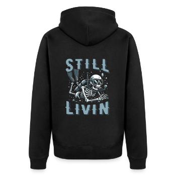 Tauchen Taucher - Unisex Premium Bio Zip Hoodie - Schwarz - Hinten - Nico (187cm)