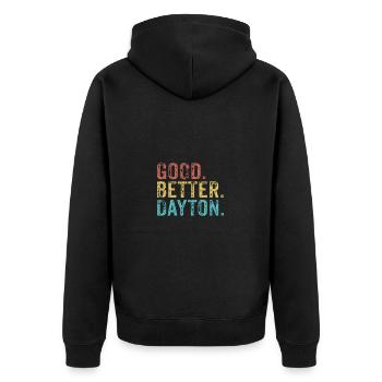 Cool guys are called Dayton - Unisex Premium Organic Zip Hoodie - black - Back - Nico (187cm)