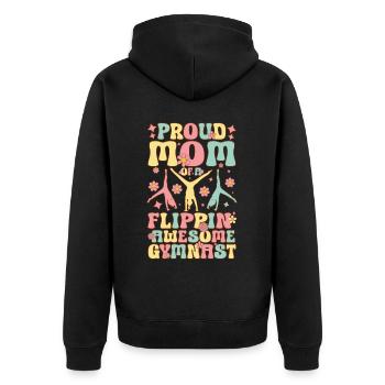 Stolze Mutter eines flippin' Awesome Gymnast Groov - Unisex Premium Bio Zip Hoodie - Schwarz - Hinten - Nico (187cm)
