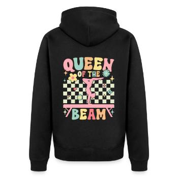 Groovy Turnerin Gymnastik Akrobatin Königin des Ba - Unisex Premium Bio Zip Hoodie - Schwarz - Hinten - Nico (187cm)