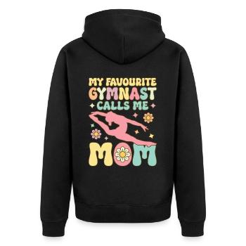 My favorite gymnast calls me Mama Groovy Gymnas - Unisex Premium Organic Zip Hoodie - black - Back - Nico (187cm)
